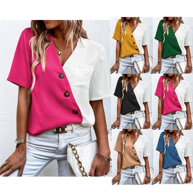 Women's Blouse with Modern Cut and Contrasting Colors