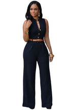 Women's Elegant Jumpsuit with Belt and Button Detail