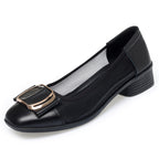 Women's Ballet Flats with Elegant Strap and Sturdy Heel
