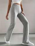 Women's High-Waisted Ribbed Flared Trousers