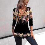 Women's Floral Blouse with V-Neck