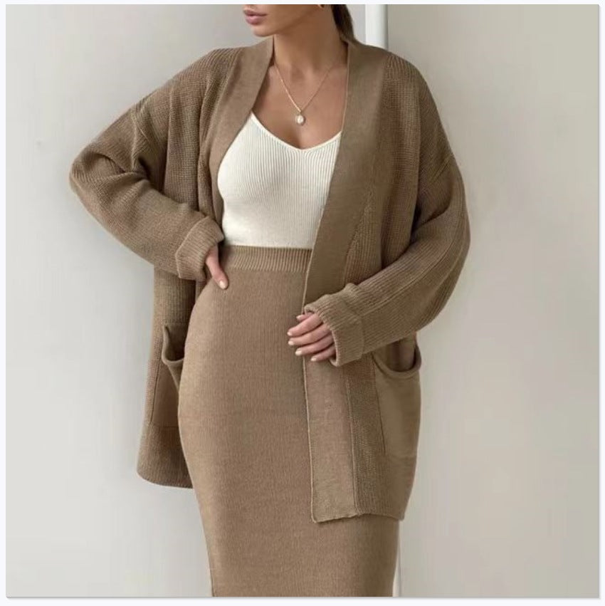 Elegant Knit Set with Back Slits