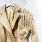 Women's Elegant Faux Leather Jacket with Ruffle Details
