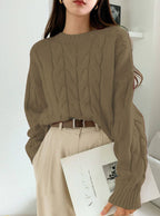 Patterned Knit Sweater with Voluminous Sleeves