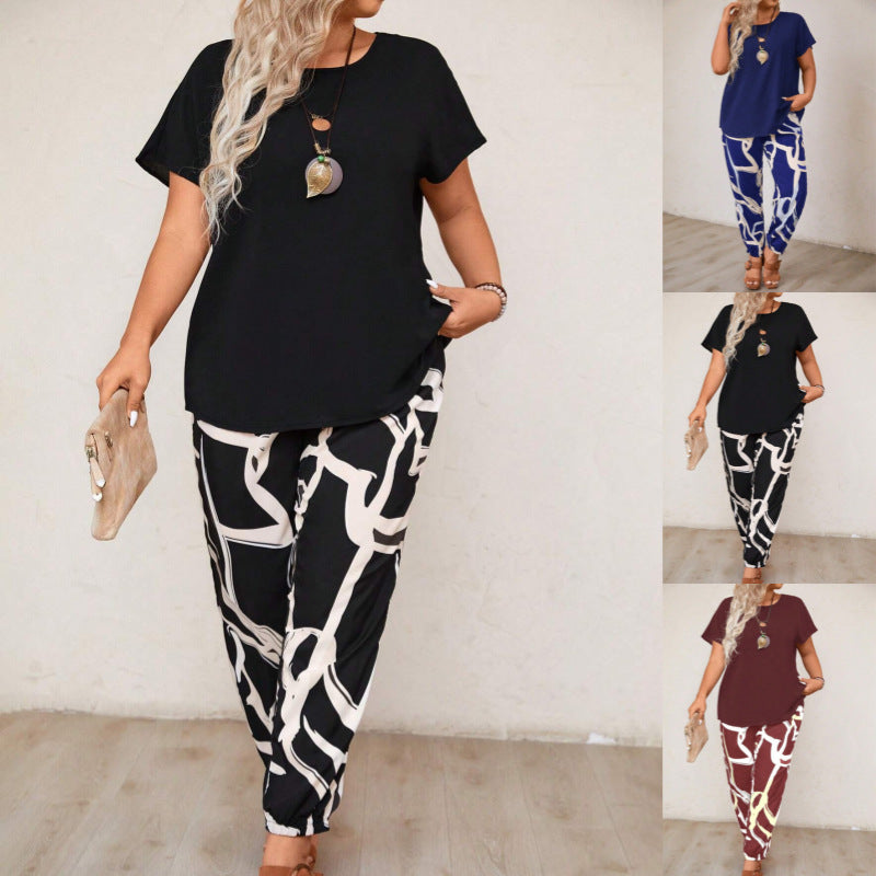 Women's Casual Floral Print Top and Jogger Set