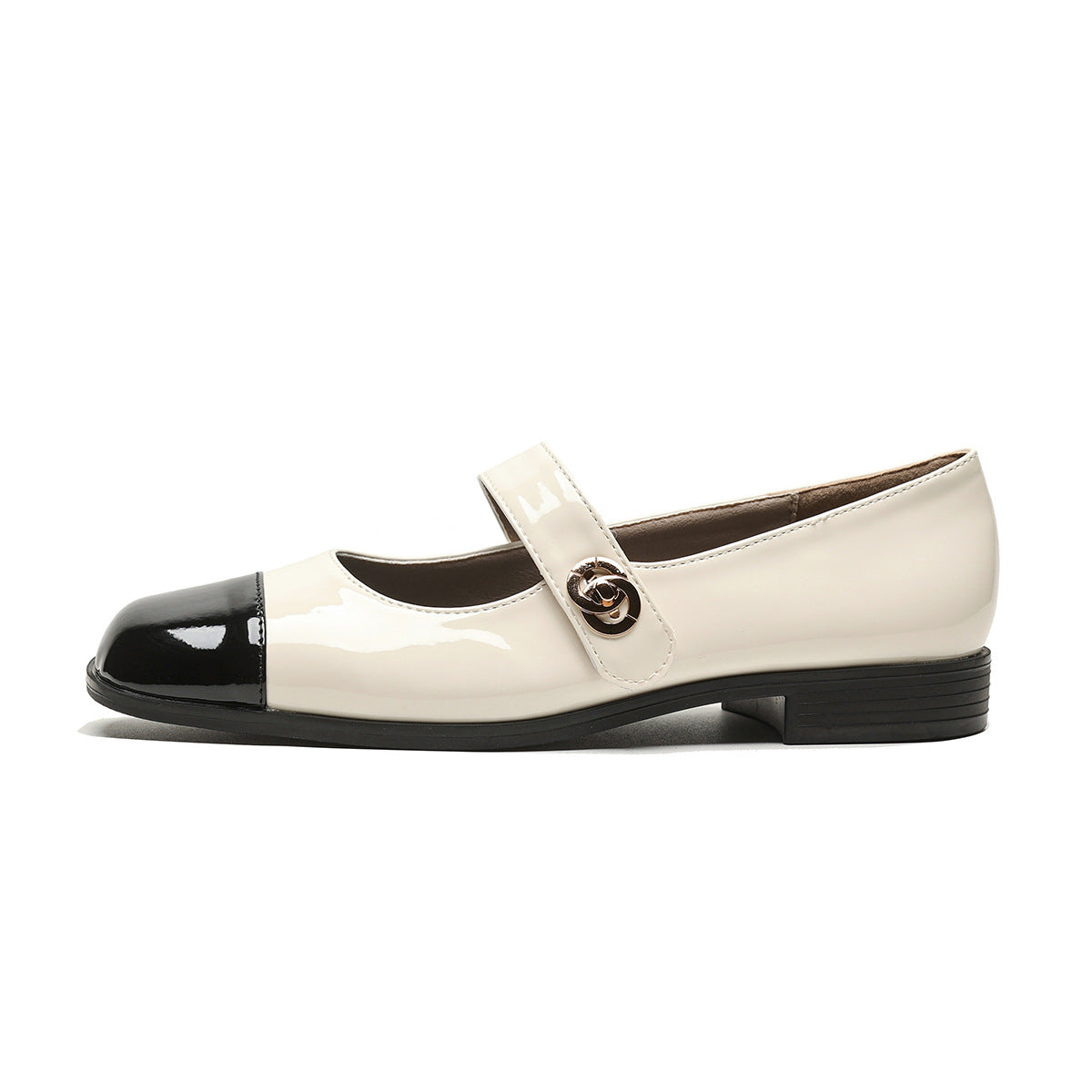 Women's Ballet Flats with Elegant Strap and Fashionable Contrast Design