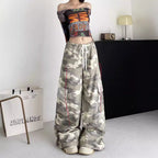 Women's Oversized Cargo Pants with Camouflage Design