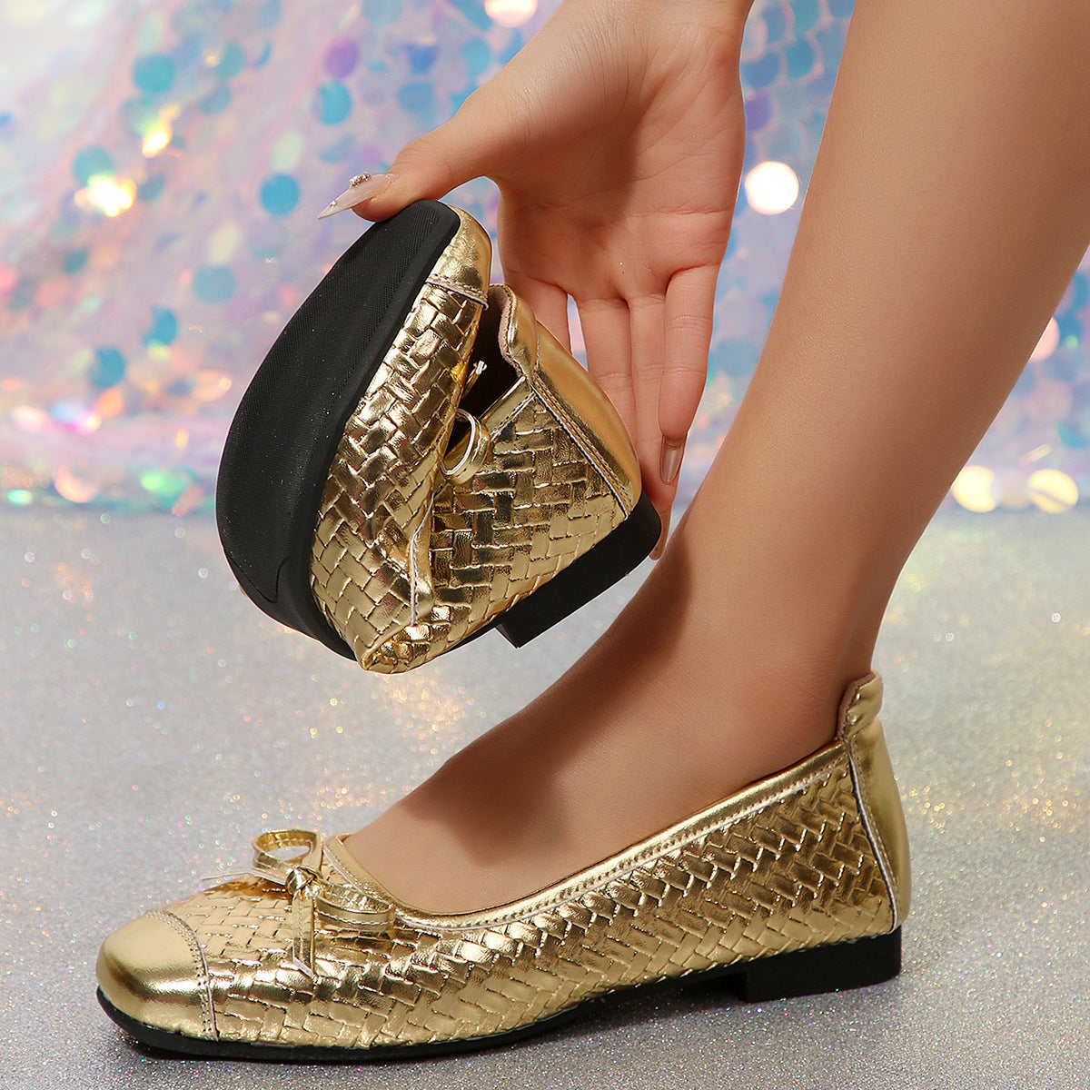 Women's Braided Ballet Flats with Comfortable Footbed