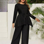 Women's Elegant Beach Outfit with Floral Tie and Wide Cut