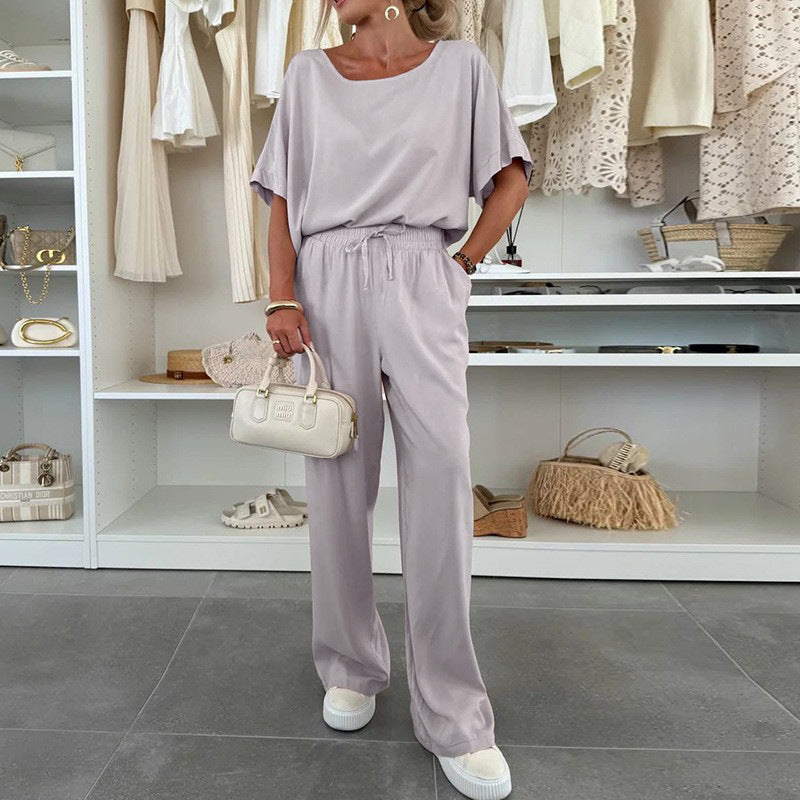 Casual Women's Wide-Leg Jumpsuit with Waist Tie