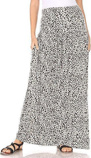 Women's Maxi Skirt with Elastic Waistband and Pockets