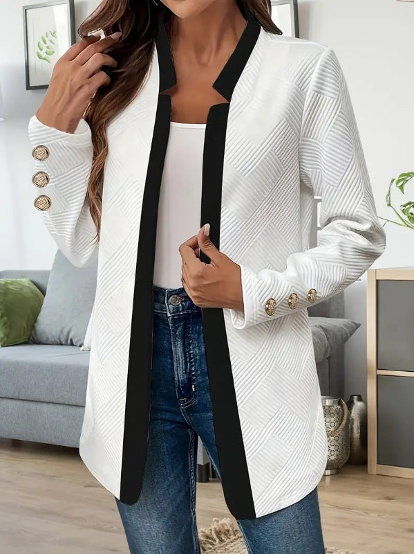 Women's Elegant Chic Blazer Jacket with Contrast Details