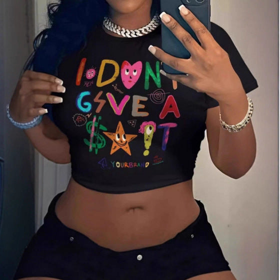 Women's Crop T-Shirt with Creative Statement Design