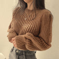 Women's Chunky Knit Sweater with Wide Fit and Dropped Shoulders