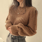 Women's Chunky Knit Sweater with Wide Fit and Dropped Shoulders