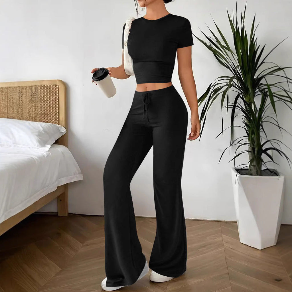 Two-Piece Set with Cropped Top and Wide-Leg Pants
