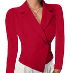 Women's Elegant Double-Breasted Blazer with Curved Hem