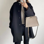 Elegant Oversized Wool Coat with Double-Button Closure and Side Pockets