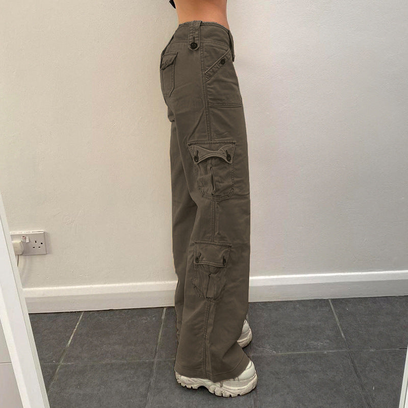 Women's Cargo Pants with Side Pockets and Casual Fit