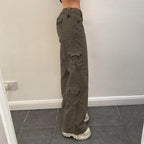 Women's Cargo Pants with Side Pockets and Casual Fit