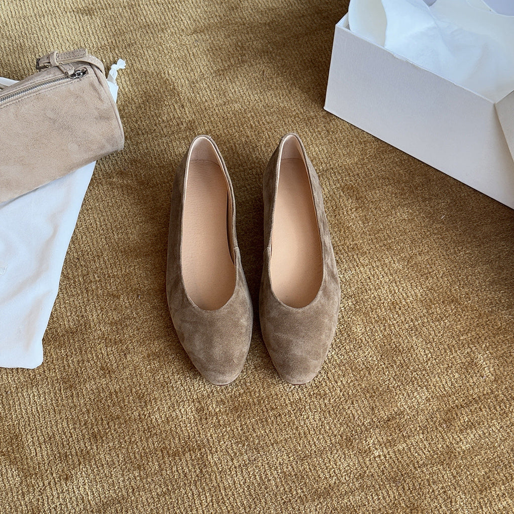 Women's Suede Ballet Flats with Cushioned Insole