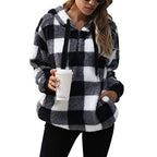 Women's Cozy Plaid Coat with High Collar