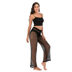 Women's High-Waist Crochet Beach Pants with Wide Leg