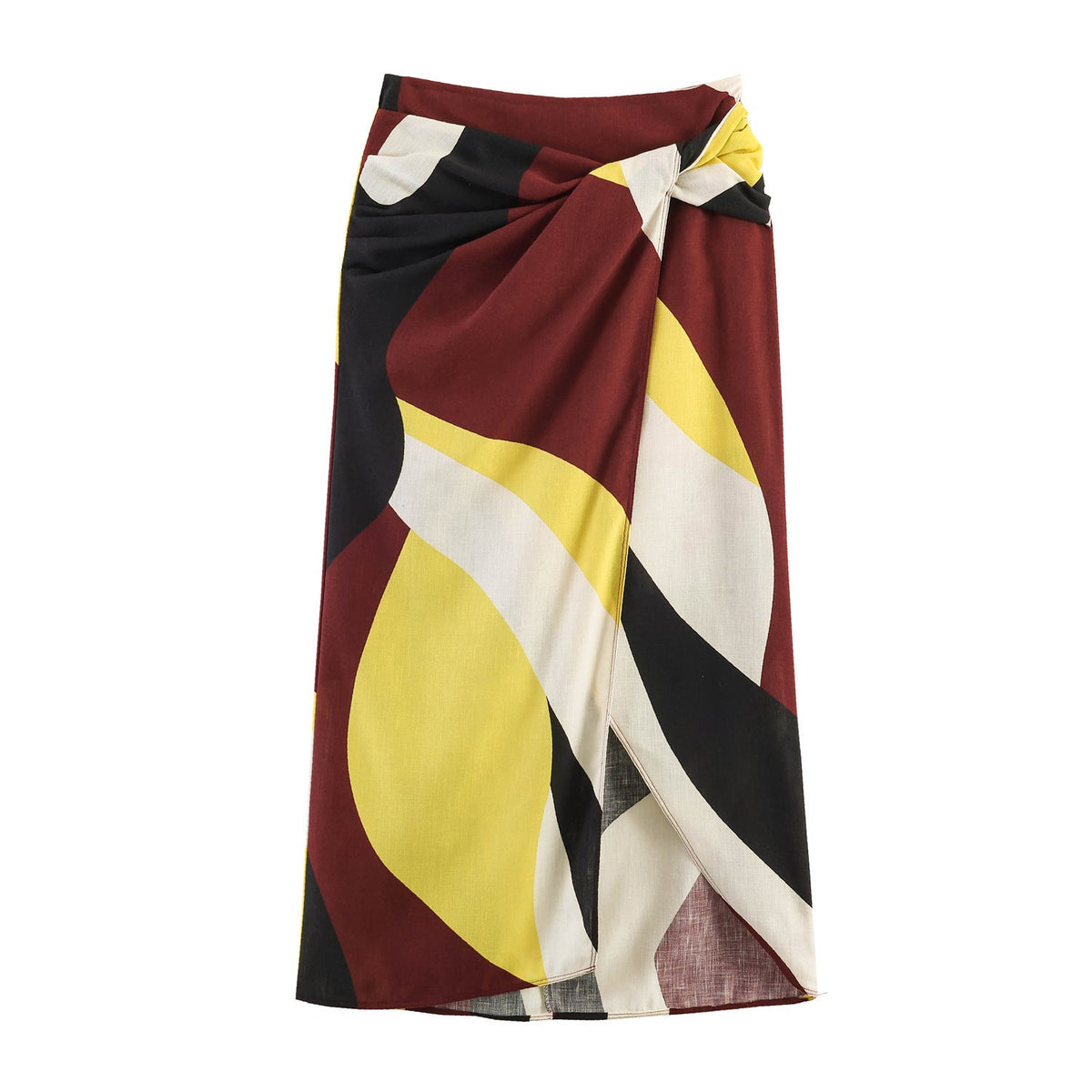 Women's Graphic Print Maxi Skirt with Draping