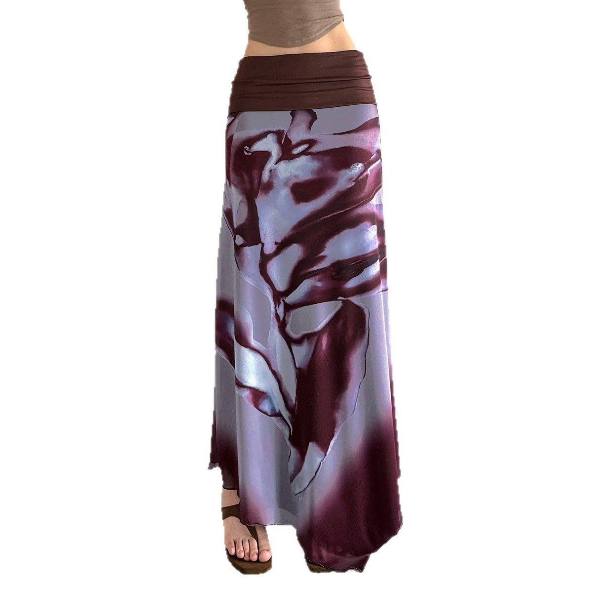 Floral Pattern Maxi Skirt with Elastic Waistband