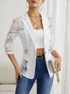 Women's Elegant Lace Blazer with Sheer Sleeves