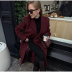 Elegant Double-Breasted Long-Sleeve Coat