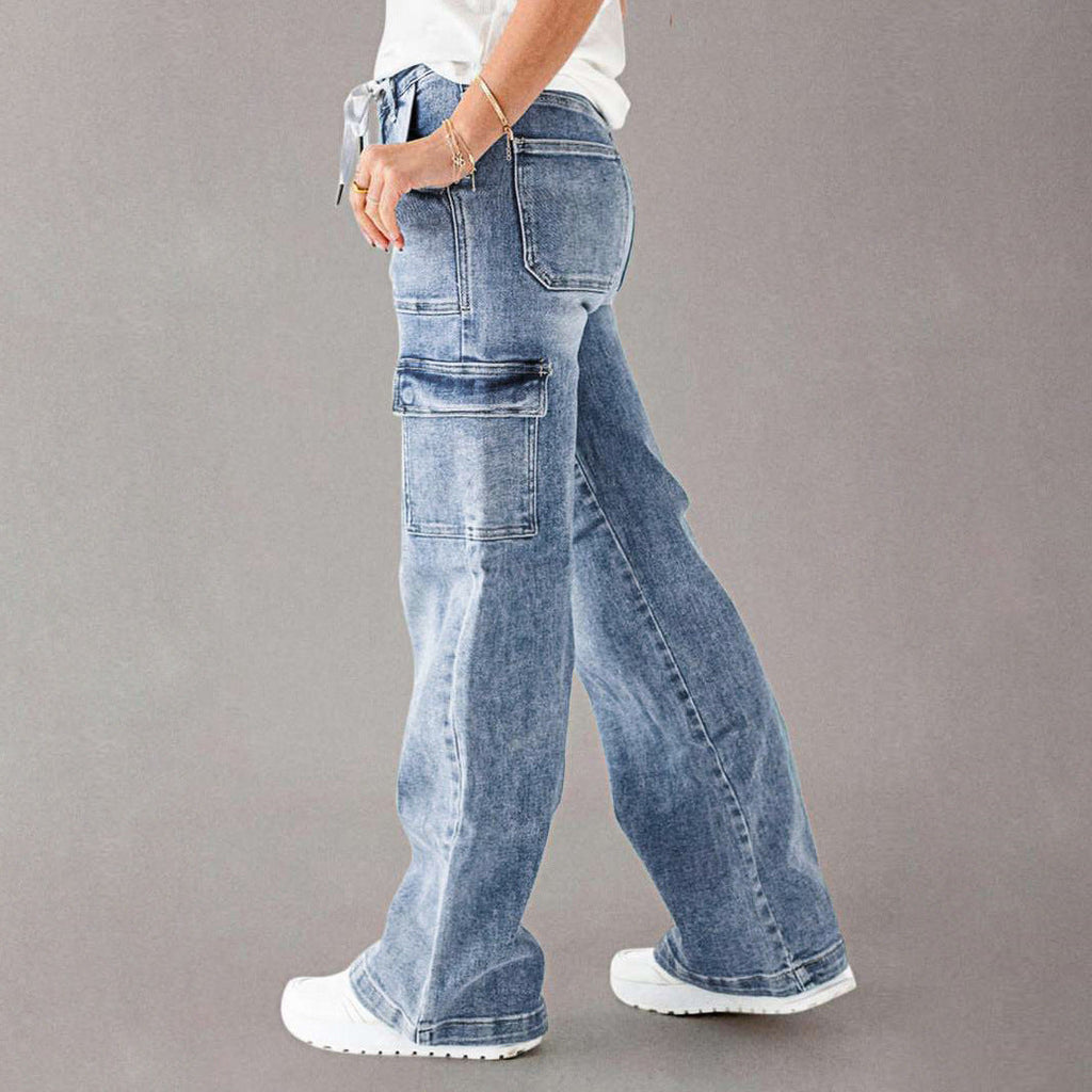 Women's Cargo Jeans with Casual Cut and Practical Pockets