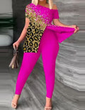Women's Bodycon Jumpsuit with Off-Shoulder Design and Glamorous Accents