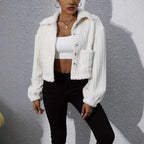 Women's Fluffy Couture-Style Overshirt with Pockets