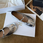 Women's Ballet Flats with Elegant Strap and Shimmering Finish