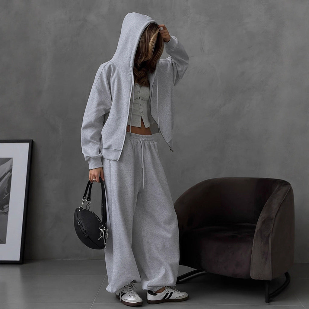 Women's Comfortable Oversized Lounge Set with Hood and Elastic Waistband