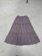 Women's Maxi Skirt with Ruffle and Plaid Pattern