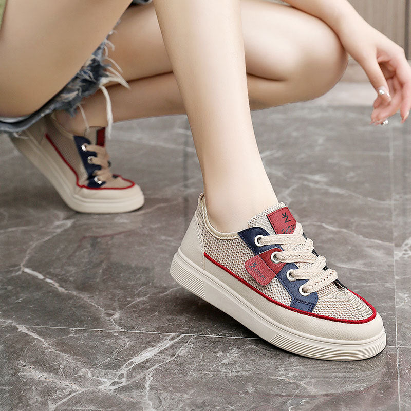 Women's Breathable Casual Sneakers with Elastic Lacing and Non-slip Sole