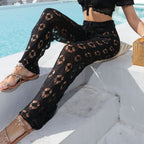 Women's Crochet Pants with Floral Inserts