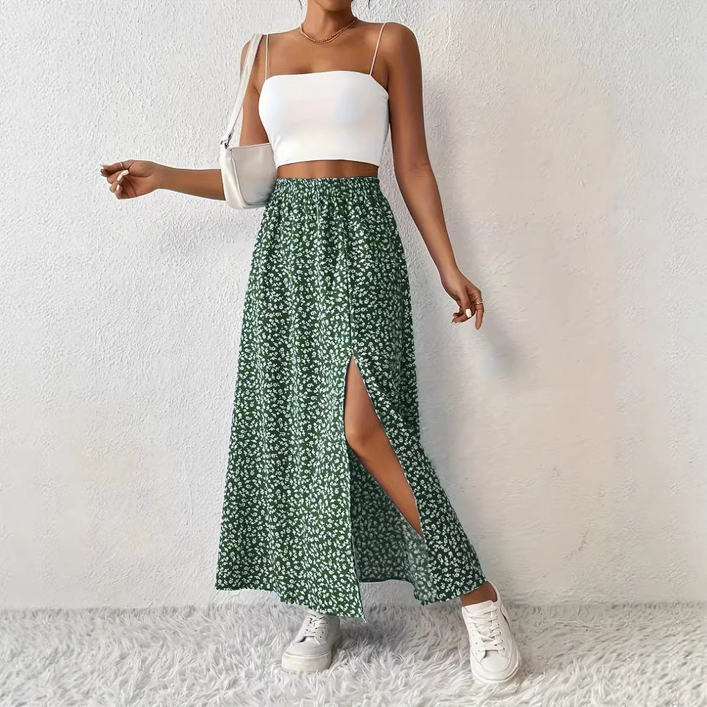 Women's Floral Maxi Skirt with Slit