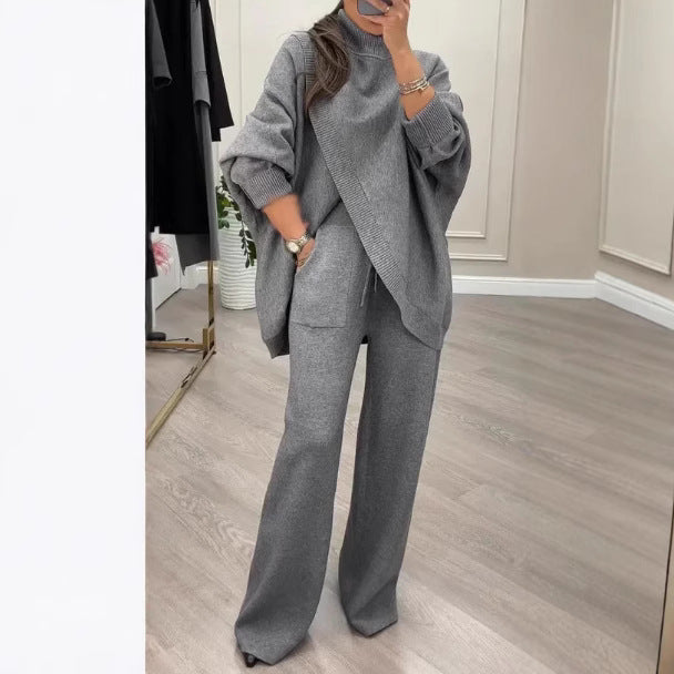 Women's Casual Knit Set with Wide Cut