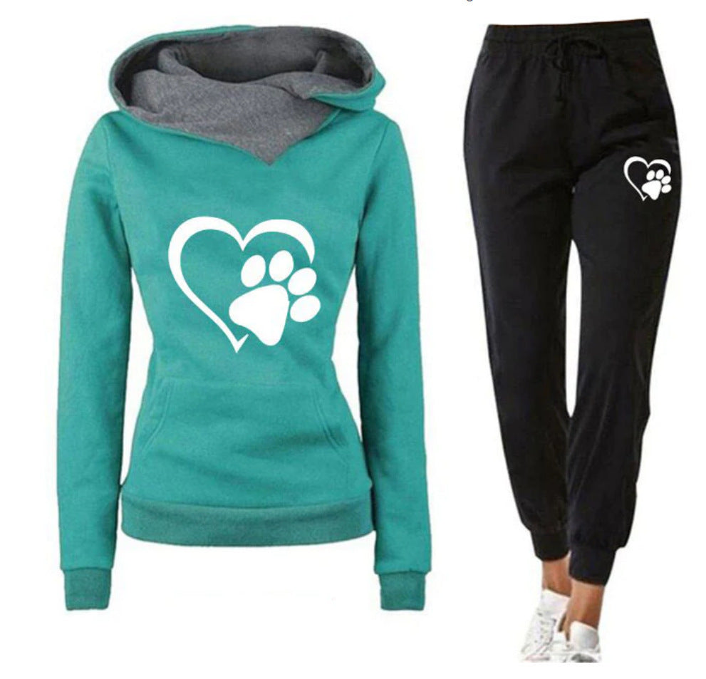 Women's Leisure Jogging Suit with Innovative Hood Design and Pockets