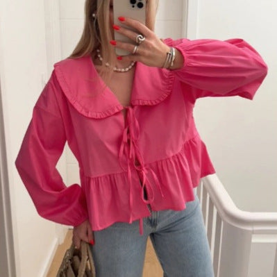 Women's Blouse with Ruffle Details and Fitted Cut