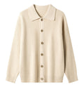 Women's Patterned Cardigan with Collar and Button Placket