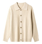 Women's Patterned Cardigan with Collar and Button Placket