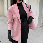 Women's Elegant Oversized Blazer in Fine Faux Suede