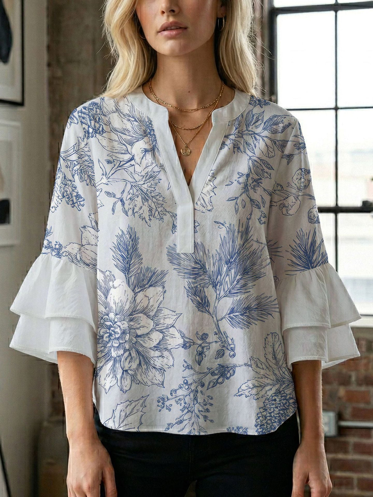 Women's Blouse with Beautiful Floral Design