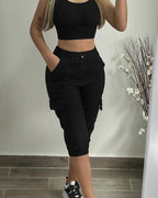 Women's Cargo Joggers with Practical Pockets and Elastic Cuffs