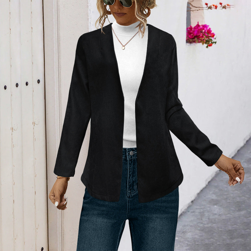 Women's Elegant Long Jacket with Soft Fabric and Open Cut