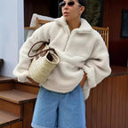Women's Fleece Sweater with High Collar
